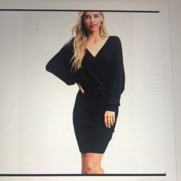 montrez Dresses & Skirts - Sold 🫐 Last one! Faux wrap sweater dress with dolman sleeves